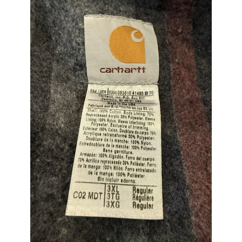 Vintage Carhartt Mens Blue Blanket Lined Canvas WorkWear Jacket Size 3XL C02 MDT - Picture 6 of 8